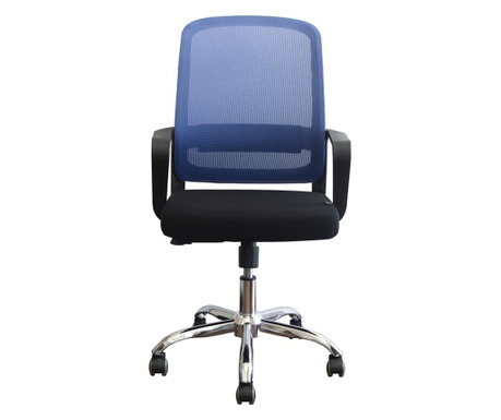 Rfg Работен стол parma black w, дамаска и меш, черна седалка, синя облегалка  62/30/56