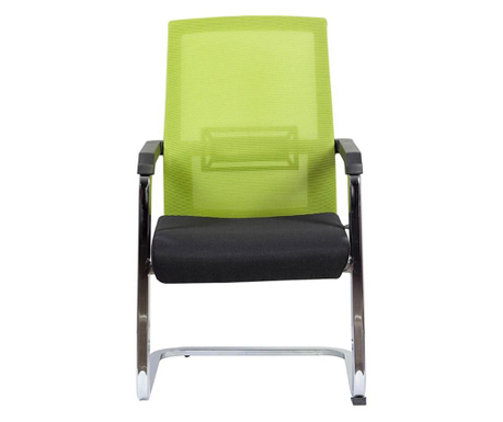 Rfg Посетителски стол roma m, дамаска и меш, черна седалка, светлозелена облегалка  68/55/58