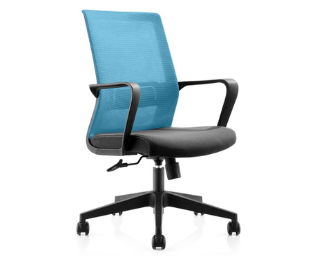 Rfg Работен стол smart w, дамаска и меш, черна седалка, светлосиня облегалка  66/30/62