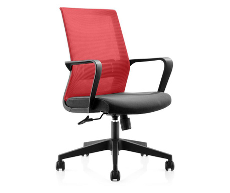 Rfg Работен стол smart w, дамаска и меш, черна седалка, червена облегалка  66/30/62