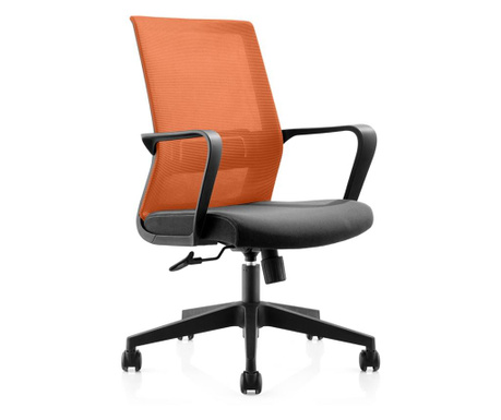 Rfg Работен стол smart w, дамаска и меш, черна седалка, оранжева облегалка  66/30/62