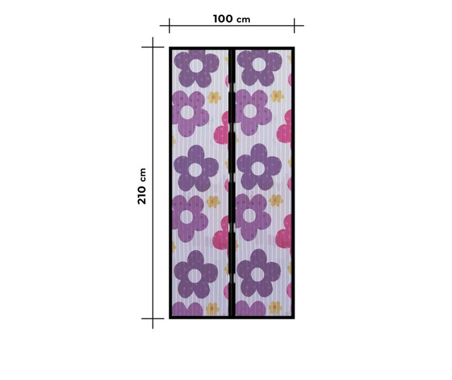Szúnyogháló függöny ajtóra (virágos) 100x210 cm - mosható