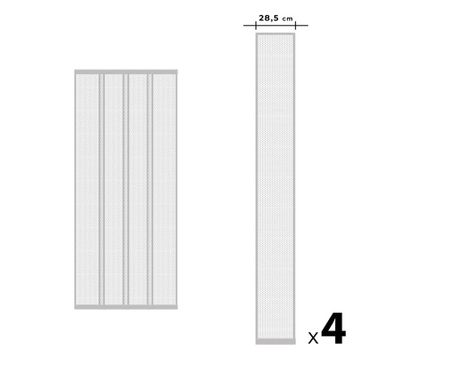 Delight Szúnyogháló függöny ajtóra, 4 db/szett, 28,5 x 220 cm / db, fehér