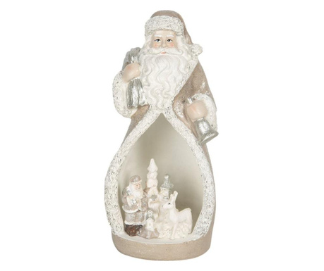 Фигурка на Дядо Коледа От Полирезин Кремав цвят Бял С LED 8 См x 7 См x 17 h  0