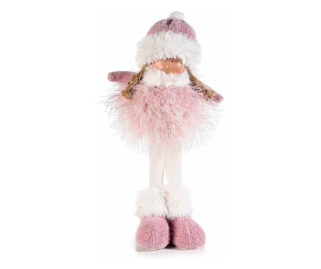 Figurina Inger Girl din portelan si textil alb roz 13x9x28 cm