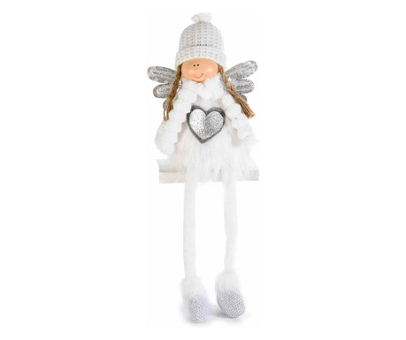 Figurina Inger Girl din portelan si picioare flexibile textil alb...