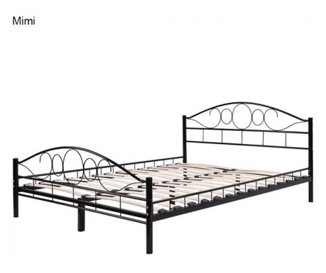 Kovový postelový rám s roštem jako dárek, ve více rozměrech a barvách, černý, 160x200,Mimi