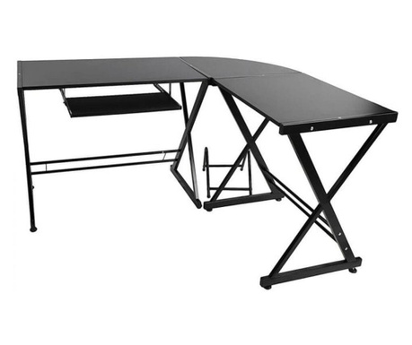 L alakú irodai asztal, fekete