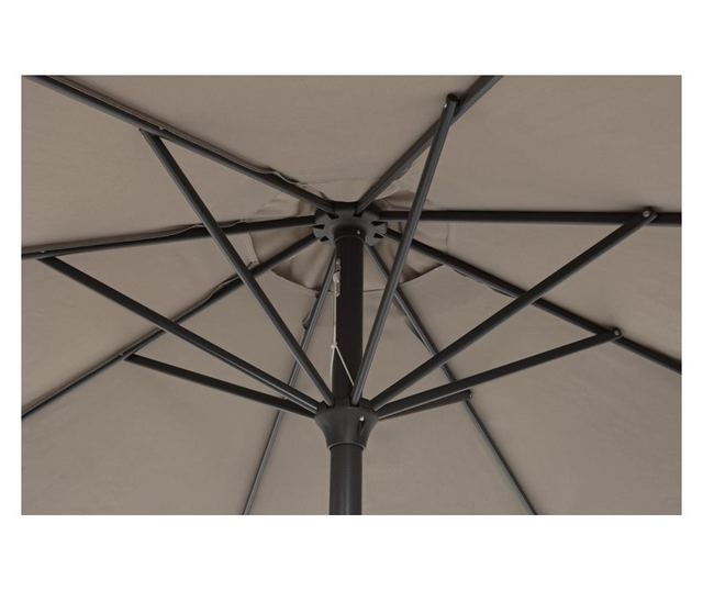 Градински чадър с черна метална основа и бежов текстилен сенник Kalife Ø 300 см x 242 см