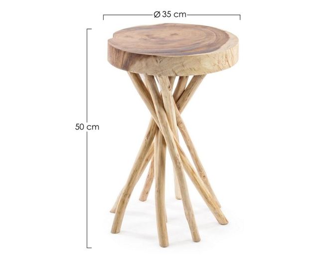 Konferenční stolek Solidad s deskou z přírodního dřeva 35 cm x 35 cm x 50 cm