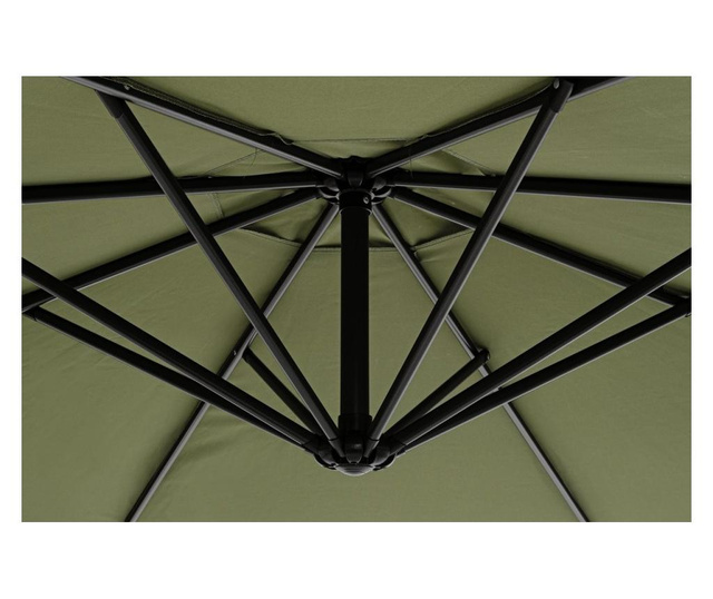Umbrela de gradina cu picior din fier gri antracit si copertina textil verde Texas Ø 300 cm x 260 h 0