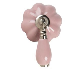 Maner mobila din aluminiu argintiu si ceramica roz 8 cm x 6 cm x 4 h  0