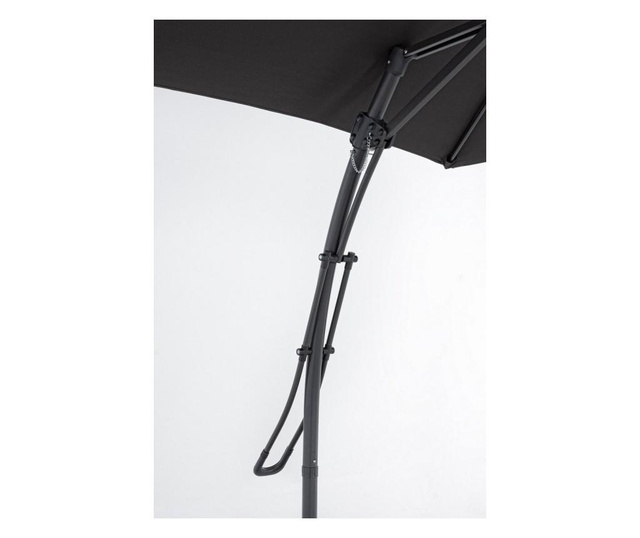 Umbrela de gradina cu picior din fier negru si copertina textil gri antracit Sorrento Ø 300 cm x 243 h  0