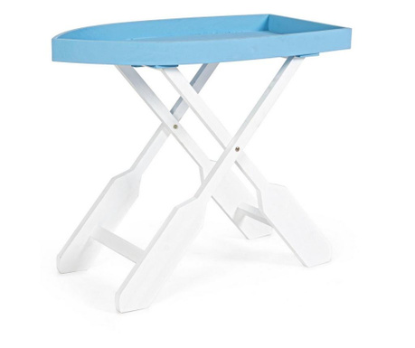 Gozo fehér kék összecsukható fa asztal 60 cm x 30 cm x 56 h