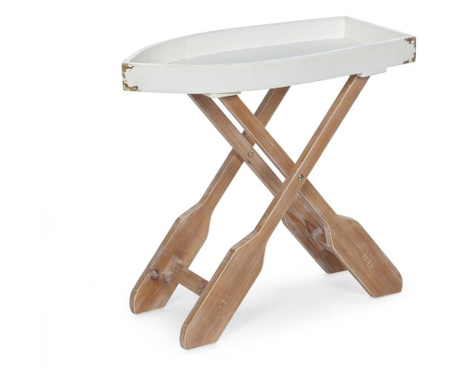 Belo rjava lesena zložljiva miza Gozzo 60 cm x 30 cm x 56 v