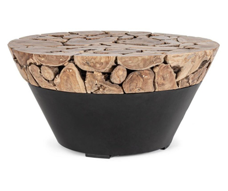 Masuta rotunda de cafea din fier negru si lemn natur Grenada Ø 90 cm x 45 h  0