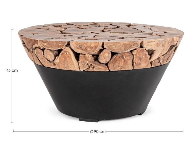 Stolik kawowy Grenada z naturalnego drewna i czarnej stali 90x45 cm