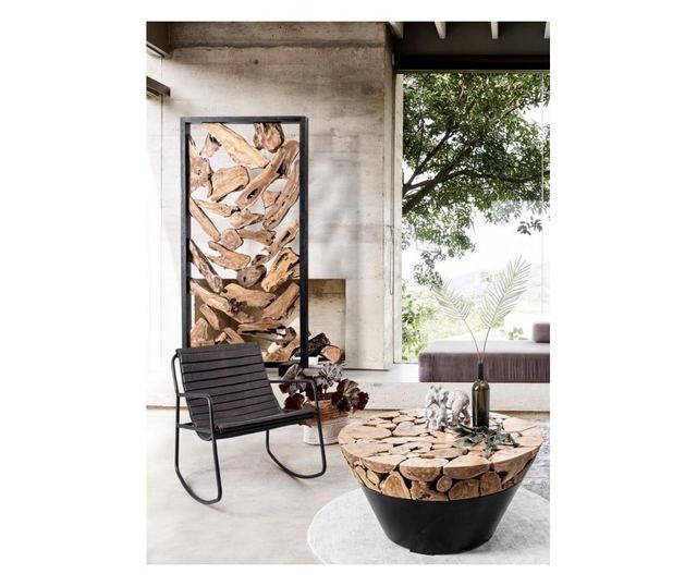 Stolik kawowy Grenada z naturalnego drewna i czarnej stali 90x45 cm