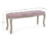 Bancuta cu picioare din lemn maro patinat si sezut din catifea roz Mathilde 110 cm x 36 cm x 47 h