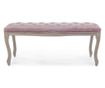 Bancuta cu picioare din lemn maro patinat si sezut din catifea roz Mathilde 110 cm x 36 cm x 47 h