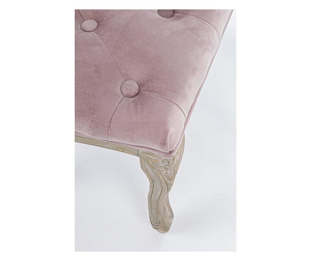 Bancuta cu picioare din lemn maro patinat si sezut din catifea roz Mathilde 110 cm x 36 cm x 47 h - 4