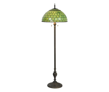 Подова лампа с Основа от От Полирезин Черен И Абажур стъкло Зелено Tiffany Ø 51 См x 165 h  0
