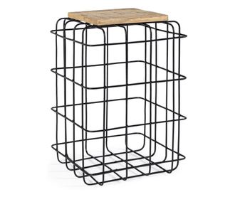 Fekete vas dohányzóasztal és Trellis mangófa lap 35 cm x 35 cm x 52 h
