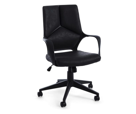 Uredska stolica, ergonomska, presvučena crnom ekološkom kožom, Damon, 61 x 61,5 x 96 cm