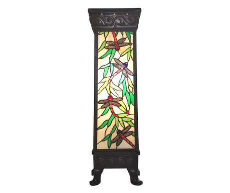 Svetilka s črnim kovinskim podstavkom in senčnikom iz stekla Tiffany 26 cm x 26 cm x 71 h