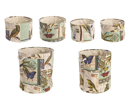 Set od 6 košara za pohranu u raznobojnoj Botanic tkanini Ø 42 cm x 48 h