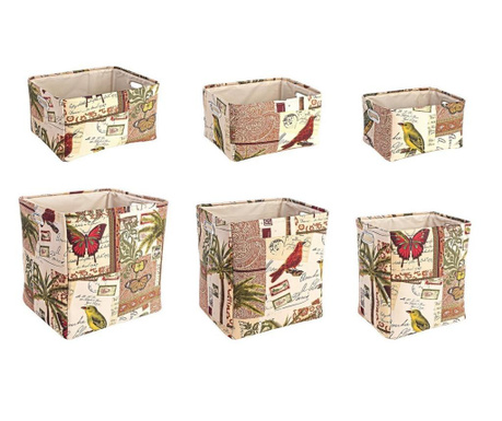 Set od 6 pravokutnih košara za pohranu od Botanic tkanine 45 cm x 38 cm x 45 h