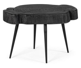 Stolić za kavu sa željeznim nogama i crnom drvenom pločom Zakia 46 cm x 35 cm x 30 h
