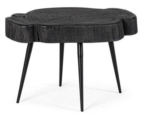 Klubska mizica z železnimi nogami in črno leseno ploščo Zakia 46 cm x 35 cm x 30 h
