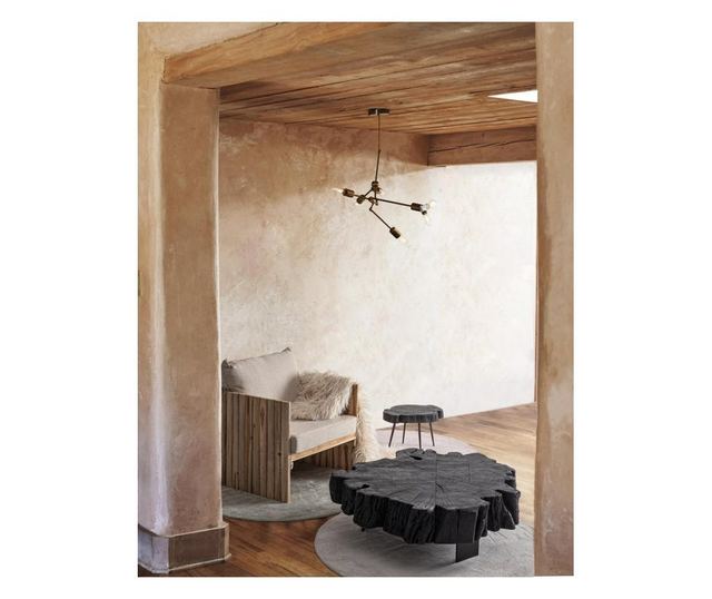Stolić za kavu sa željeznim nogama i crnom drvenom pločom Zakia 46 cm x 35 cm x 30 h