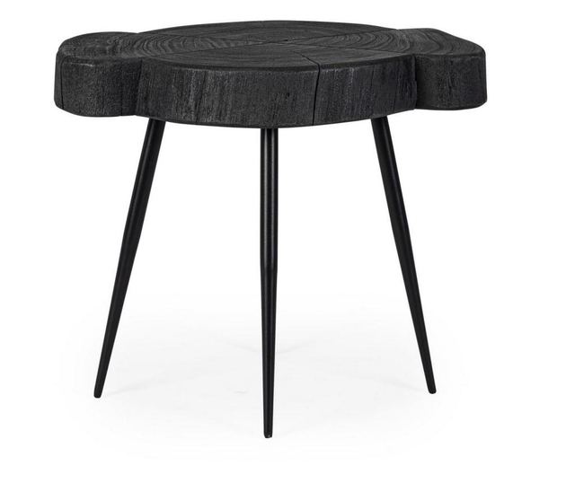 Stolić za kavu sa željeznim nogama i crnom drvenom pločom Zakia 45 cm x 35 cm x 40 h