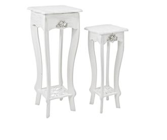 2db asztalkészlet fehér patinás mdf Blanc 30 cm x 30 cm x 78 h