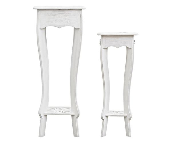 2db asztalkészlet fehér patinás mdf Blanc 30 cm x 30 cm x 78 h