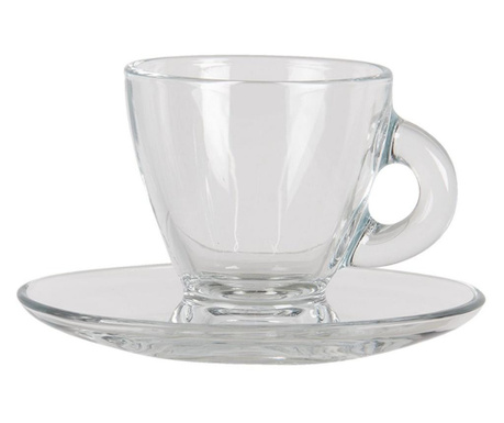 Csésze csészealj átlátszó üveg 8x6x7 cm 85 ml