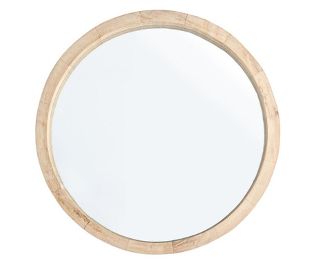 Oglinda de perete rotunda cu rama din lemn natur Tiziano 42 cm x 5 cm x 42 h  0