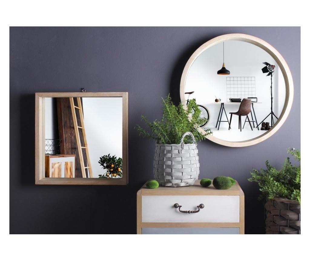 Tiziano 42 cm x 5 cm x 42 h Okruglo zidno ogledalo s okvirom od prirodnog drva - 3