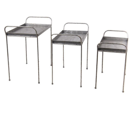 Set od 3 stola od sivog željeza 67 cm x 35 cm x 64 h