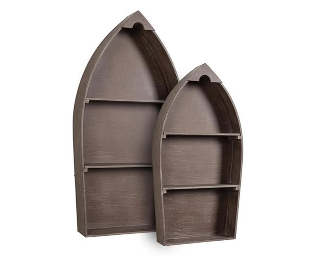 2 db fali polc készlet barna mdf-ből Boat 49 cm x 13 cm x 96,5 h