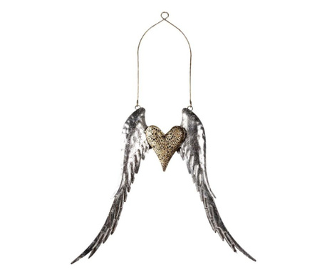 Висящи ангелски крила от сребрист метал 47x3x62 см