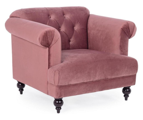 Fotel rózsaszín kárpittal és fekete fa lábakkal Blossom 97 cm x 82 cm x 78 hx 44 h1 x 69 h2