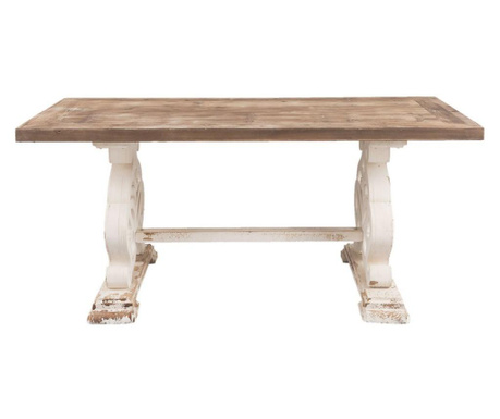Starinska rjava in bela lesena miza 180 cm x 90 cm x 82 v