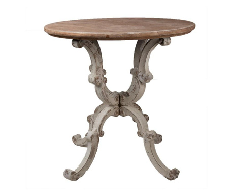 Okrugli stol u antiknom smeđem i bež drvu Ø 80 cm x 78 h