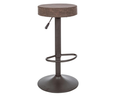 Barski stol iz sivega železa in sedež iz rjavega ekološkega usnja Piper 35 cm x 35 cm x 64/85 h