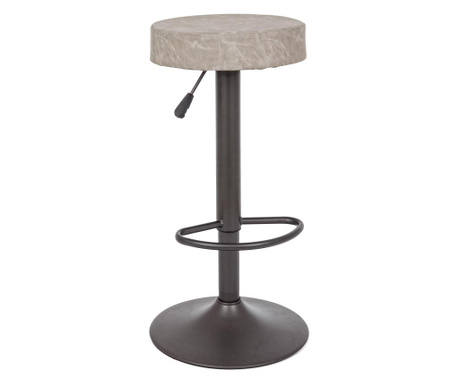 Barski stol iz sivega železnega okvirja in svetlo siv sedež iz ekološkega usnja Piper 35 cm x 35 cm x 64/85 h