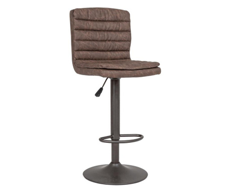 Barski stol iz sivega železa in sedež iz rjavega ekološkega usnja Connor 41 cm x 50 cm x 94,5-115,5 hx 63,5 - 84,5 h1