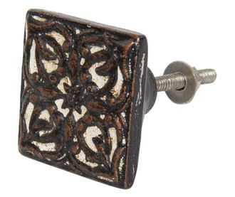 Nábytkový knoflík ze železa a bílohnědého polyresinu 4x3x4 cm